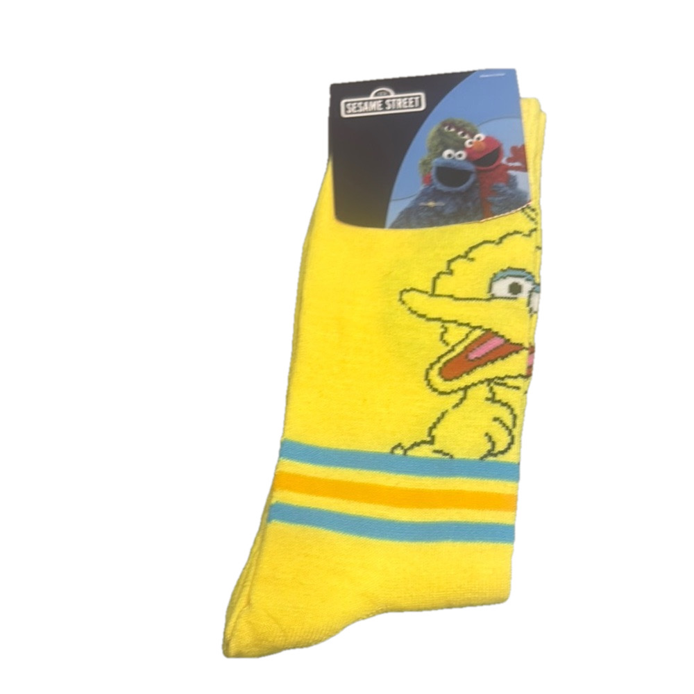 Sesame Street Big Bird Yellow and Blue Cartoon Character Casual Socks NWT
